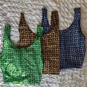 Checkered Baggu Shopping Bags - Set of 3